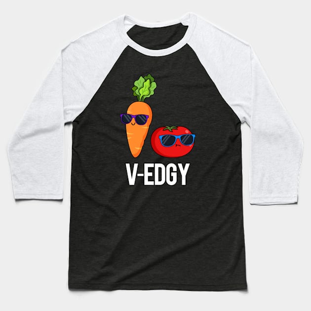 V-Edgy Cute Veggie Pun features a cool carrot and tomato looking edgy in their sunglasses Baseball T-Shirt by punnybone